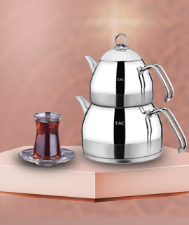 Taç Tea Time 2'li Çaydanlık ve Çay Bardağı Seti
