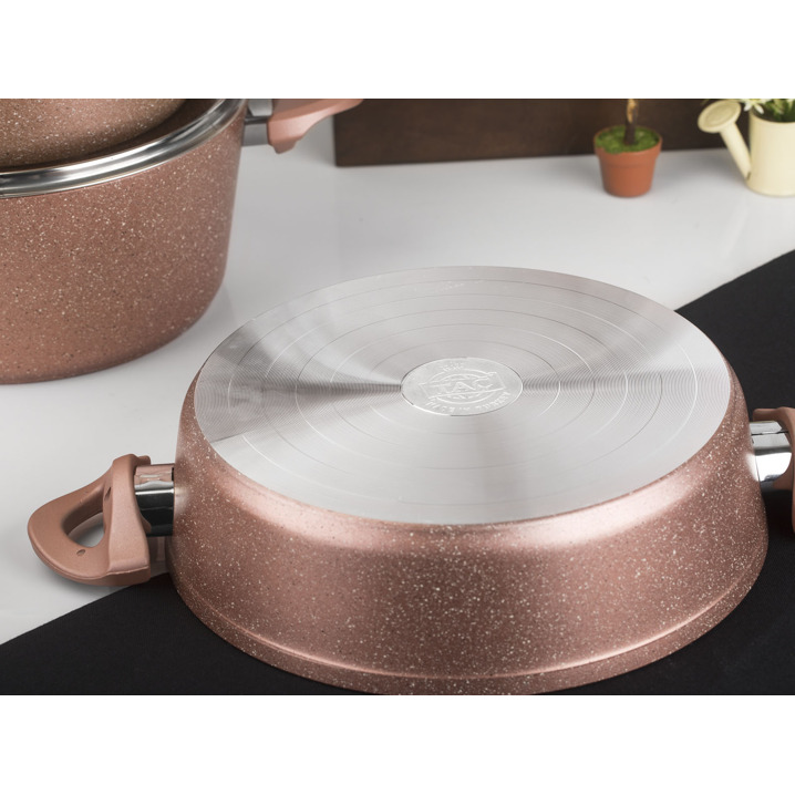 Taç Master Cook 4'lü 7 Parça Granit Tencere Seti Rose Gold