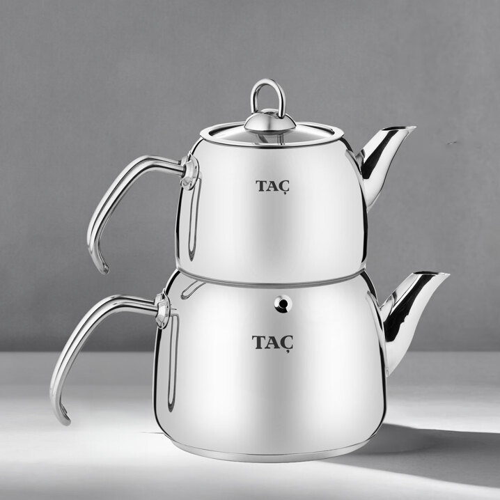 Taç Panda Orta Boy 4 Parça Paslanmaz Çelik Çaydanlık Takımı 1.25-2.00lt