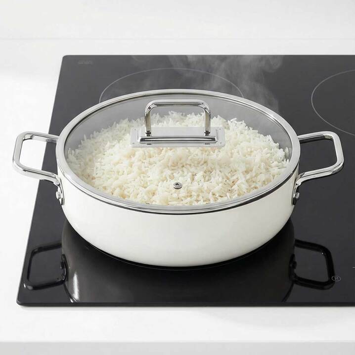 Taç Sera Feel Seramik Yanmaz Yapışmaz Basık Tencere 30 cm / Beyaz