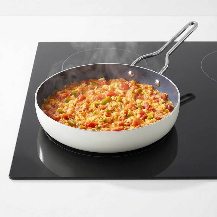 Taç Sera Feel Yanmaz Yapışmaz Seramik Tava 24 Cm / Beyaz