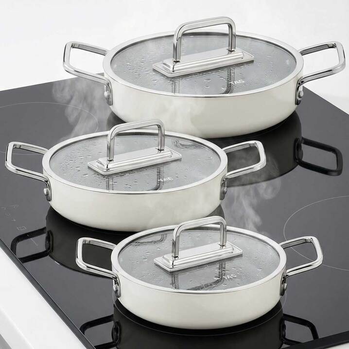 Taç Sera Feel 6 Parça Seramik Sahan Seti 18-20-22 Cm / Beyaz