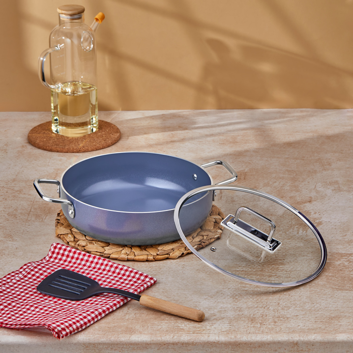 Taç Sera Feel Seramik Yanmaz Yapışmaz Basık Tencere 28 cm / Gri