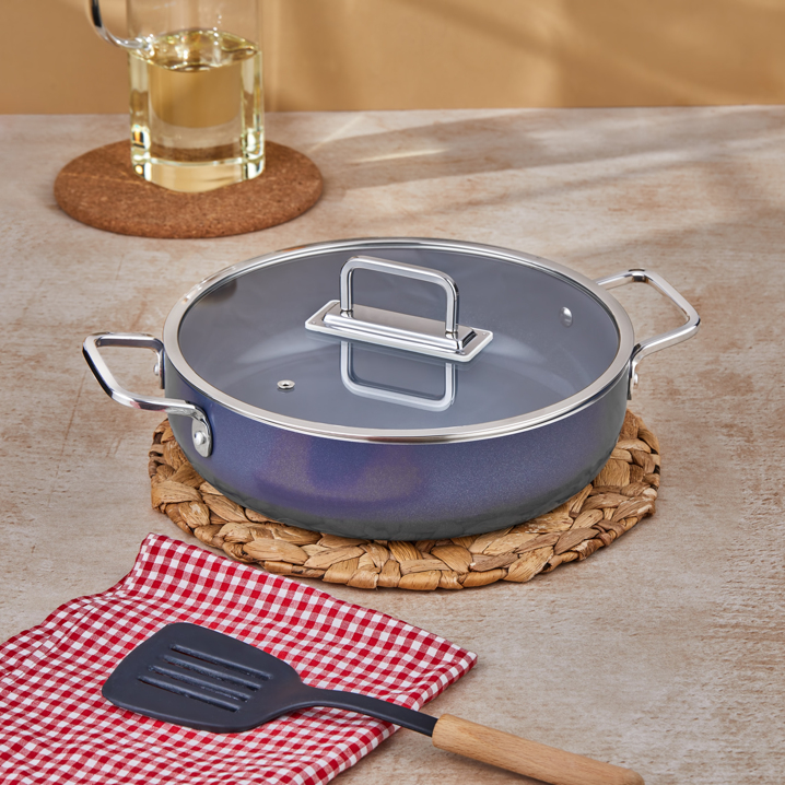 Taç Sera Feel Seramik Yanmaz Yapışmaz Basık Tencere 28 cm / Gri