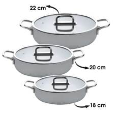 Taç Sera Feel 6 Parça Seramik Sahan Seti 18-20-22 Cm / Gri