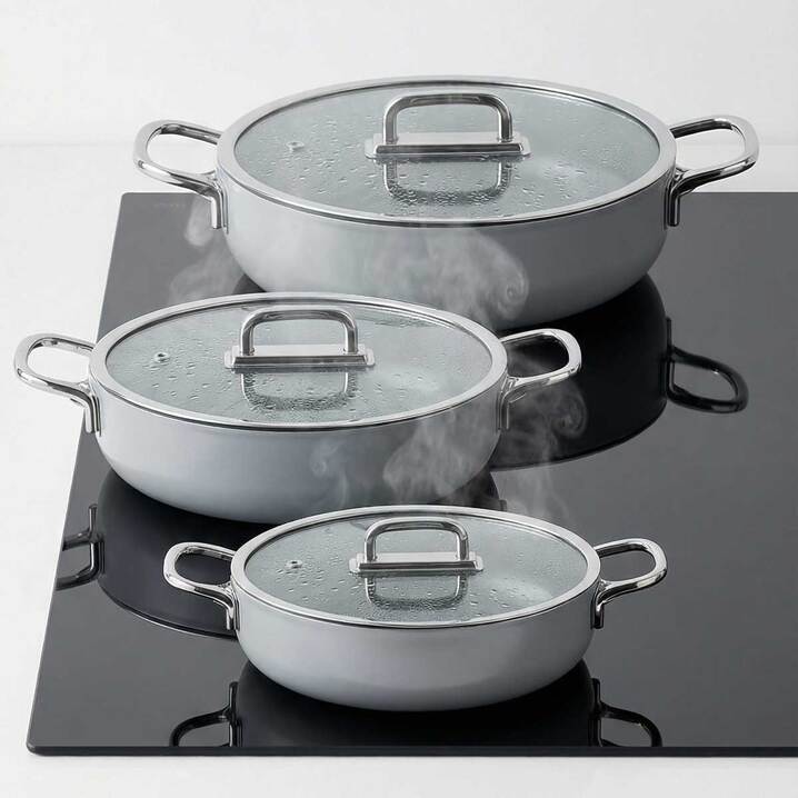 Taç Sera Feel 6 Parça Seramik Sahan Seti 18-20-22 Cm / Gri