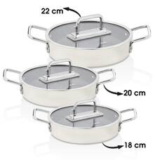 Taç Sera Feel 6 Parça Seramik Sahan Seti 18-20-22 Cm / Beyaz