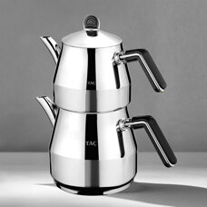 Taç Grossi Jumbo Boy 4 Parça Paslanmaz Çelik Çaydanlık Takımı Platin 2.00-3.50lt