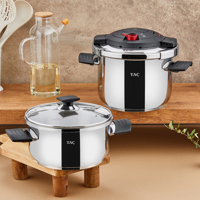 Taç VitaMaster 2'li 4+6 Litre Indüksiyon Tabanlı Düdüklü Tencere Seti Kırmızı