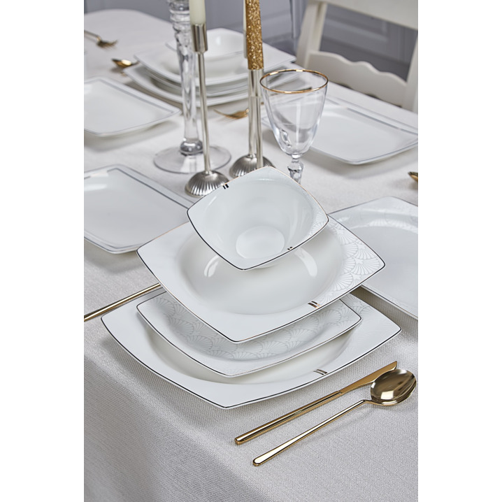 Taç Real Bone Linea Gold 60 Parça 12 Kişilik Yemek Takımı - Taç