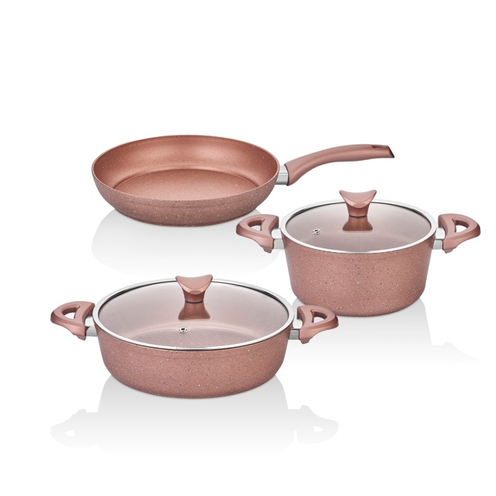 Taç Ekonomik Granit 3lü Set Rose Gold - Taç