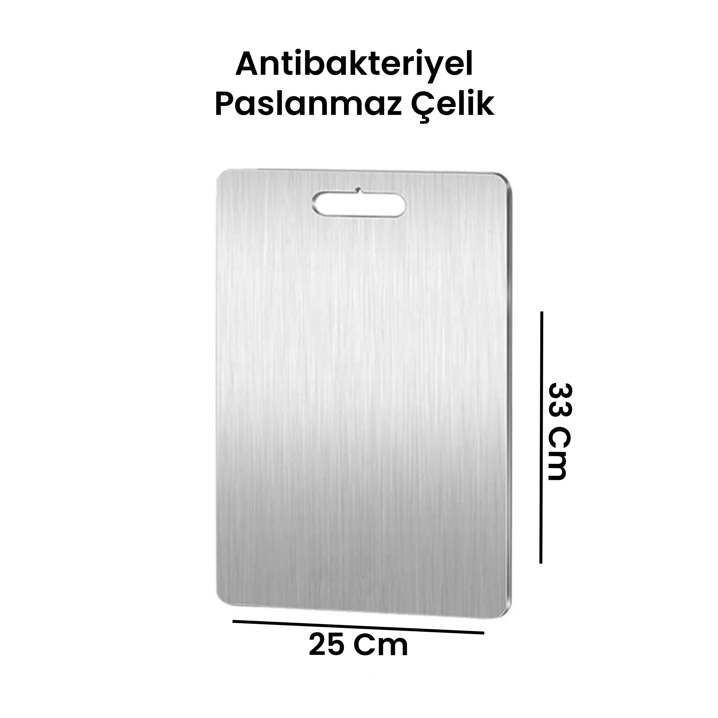Taç Antibakteriyel Paslanmaz Çelik Kesme Tahtası 33 Cm