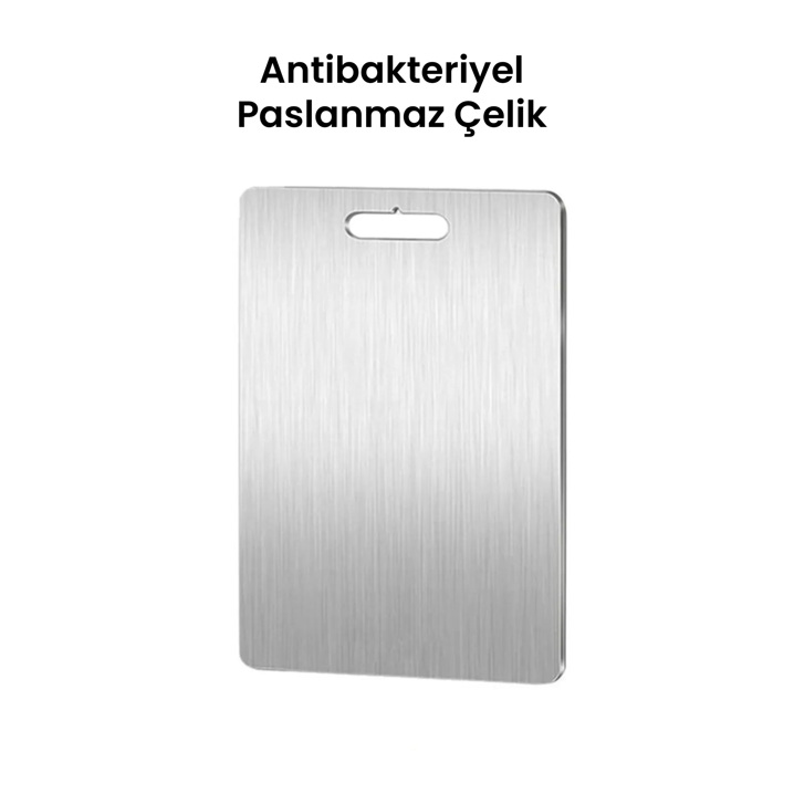 Taç Antibakteriyel Paslanmaz Çelik Kesme Tahta Seti 30-33 Cm