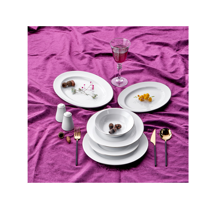 ​​​​​​​Taç Alyona 53 Parça 12 Kişilik Yemek Takımı Platin - Taç