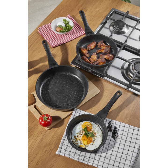 Taç Maxx Cook 3'lü Tava Seti Siyah - Taç