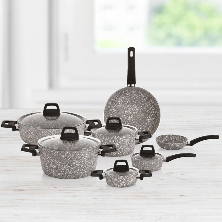 MasterCook Family 12 Prç Granit Tencere Seti Gri