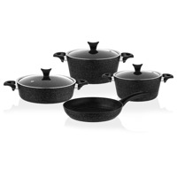 Taç Master Cook 4'lü 7 Parça Granit Tencere Seti Siyah