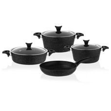 Taç Master Cook 4'lü 7 Parça Granit Tencere Seti Siyah - Taç