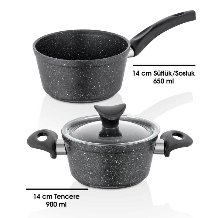 Trend 3 Parça Mini Tencere Seti - 14 Cm Sütlük / 14 Cm Tencere