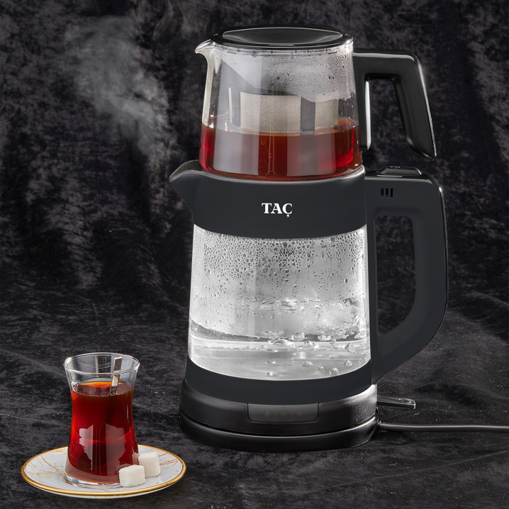 Taç Keyfi Glass Çay Makinesi ve Çay Bardağı Seti - Taç