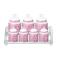 Taç Holes 7 Parça Standlı Baharat Takımı Pembe