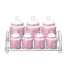 Taç Holes 7 Parça Standlı Baharat Takımı Pembe