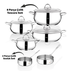 Taç Steel Chef  10 Parça Çelik Tencere ve Tava Seti
