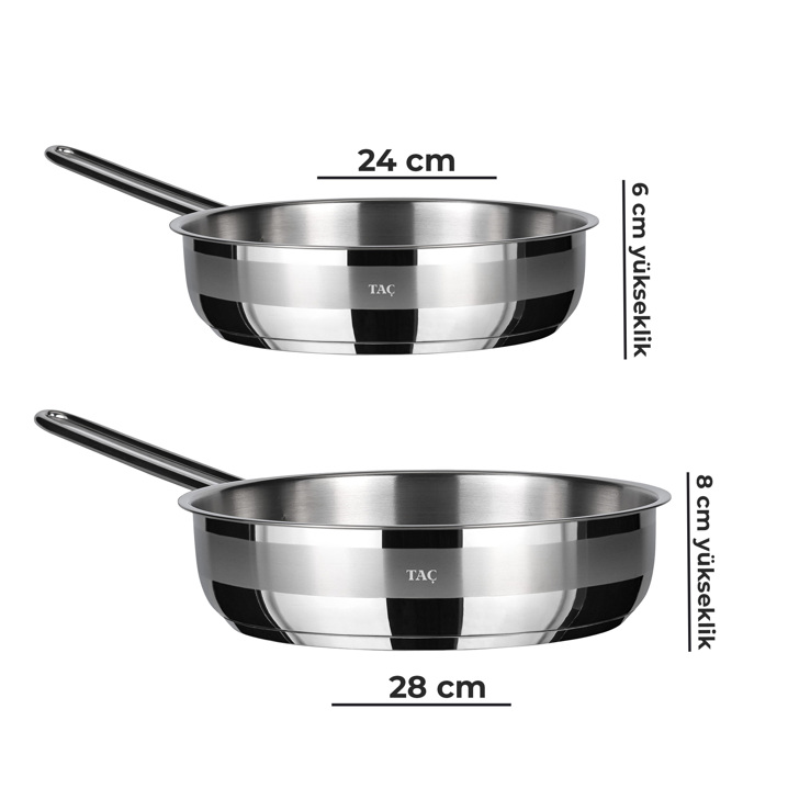 Taç Bengü Pro Çelik Tava Seti 24 Cm & 28 Cm