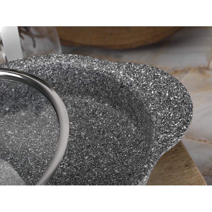 Taç Granit Plus 3'lü Sahan Seti Tak/Çıkar Silikon Saplı Gri - Taç