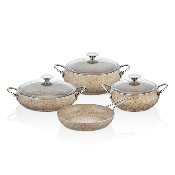 Taç MasterCook Tombik 7 Parça Tencere Seti Cappicuno Metal Saplı